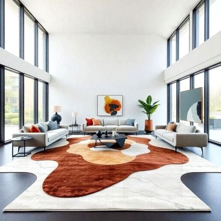 Handcrafted Organic Abstract Brown Ivory Area Rug